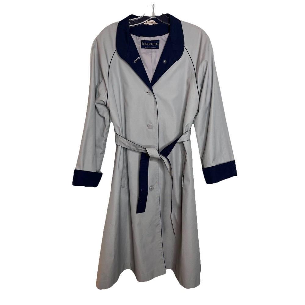 VTG Burlington Collection Trench Rain Coat Jacket Women's 12 Feminine 60's Gray